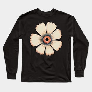 White and Peach Flower Long Sleeve T-Shirt